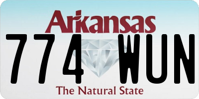 AR license plate 774WUN