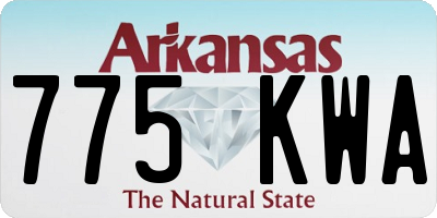 AR license plate 775KWA