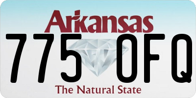AR license plate 775OFQ