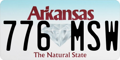 AR license plate 776MSW