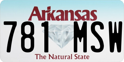 AR license plate 781MSW