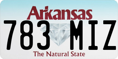 AR license plate 783MIZ