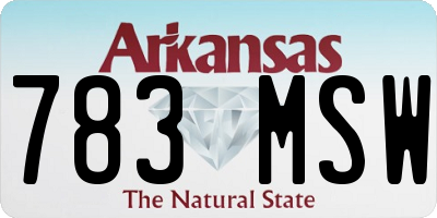 AR license plate 783MSW