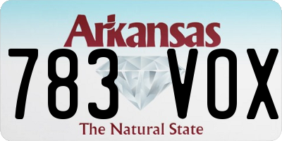 AR license plate 783VOX