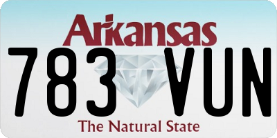 AR license plate 783VUN