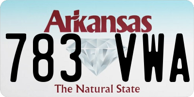 AR license plate 783VWA