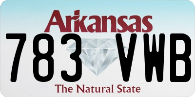 AR license plate 783VWB