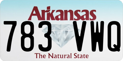 AR license plate 783VWQ