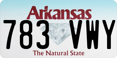 AR license plate 783VWY