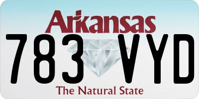 AR license plate 783VYD
