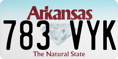 AR license plate 783VYK