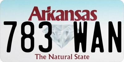 AR license plate 783WAN
