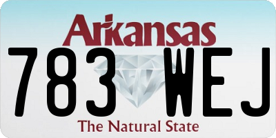 AR license plate 783WEJ