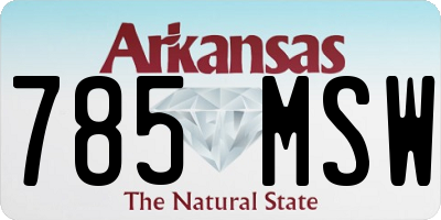 AR license plate 785MSW