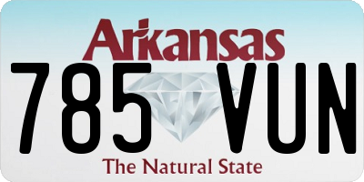 AR license plate 785VUN