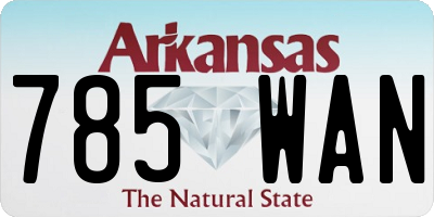 AR license plate 785WAN