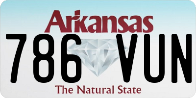 AR license plate 786VUN