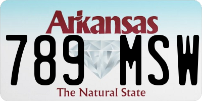 AR license plate 789MSW
