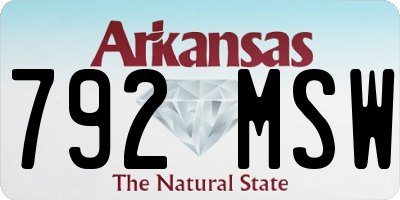 AR license plate 792MSW