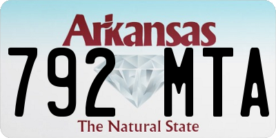 AR license plate 792MTA