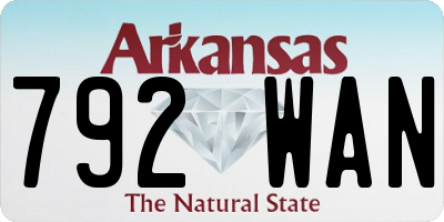 AR license plate 792WAN