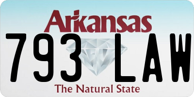 AR license plate 793LAW