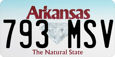 AR license plate 793MSV
