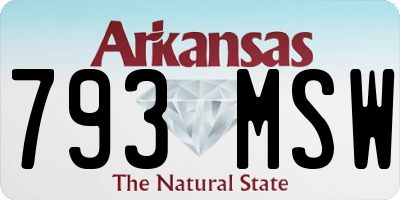 AR license plate 793MSW