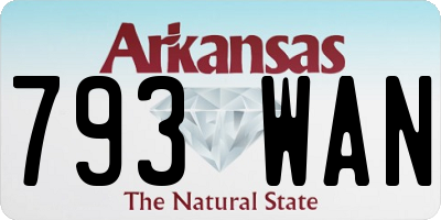 AR license plate 793WAN