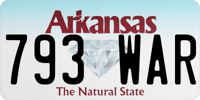 AR license plate 793WAR