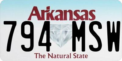 AR license plate 794MSW