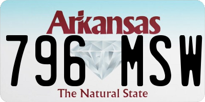 AR license plate 796MSW