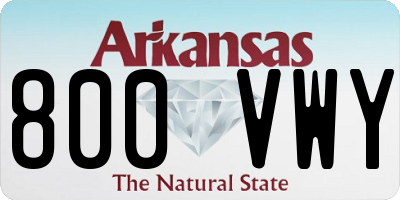AR license plate 800VWY