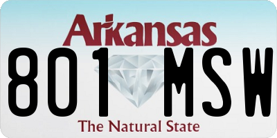 AR license plate 801MSW
