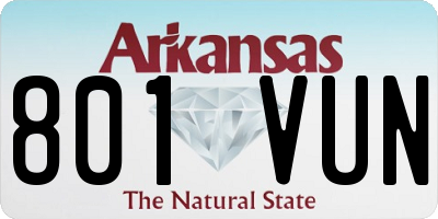 AR license plate 801VUN