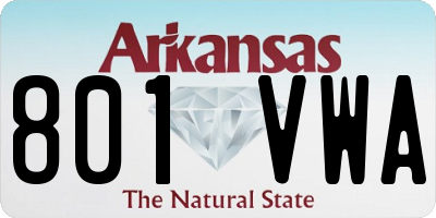 AR license plate 801VWA