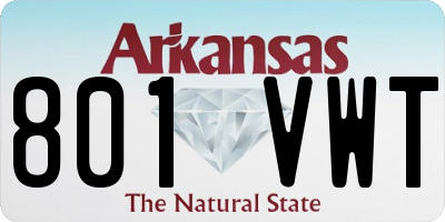 AR license plate 801VWT