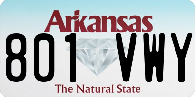 AR license plate 801VWY