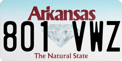 AR license plate 801VWZ