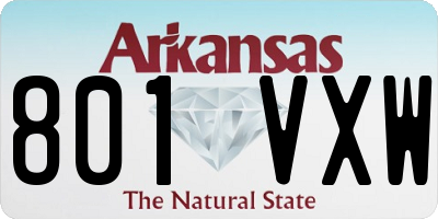 AR license plate 801VXW