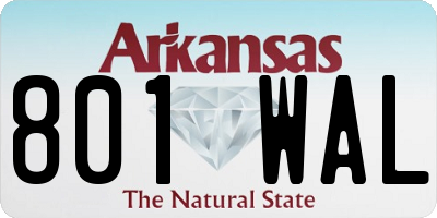 AR license plate 801WAL