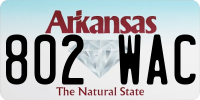 AR license plate 802WAC