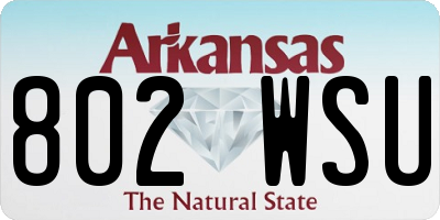 AR license plate 802WSU