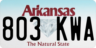 AR license plate 803KWA