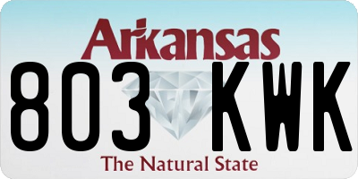 AR license plate 803KWK