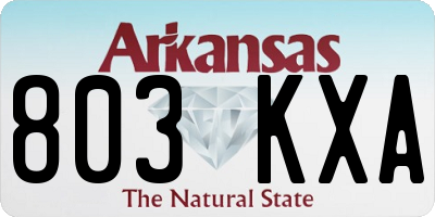 AR license plate 803KXA