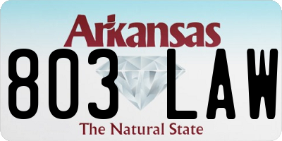 AR license plate 803LAW