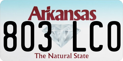 AR license plate 803LCO