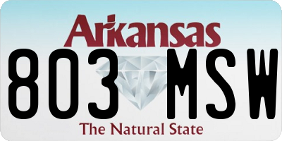 AR license plate 803MSW