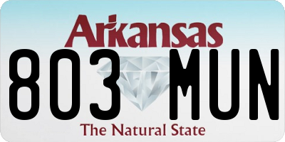 AR license plate 803MUN